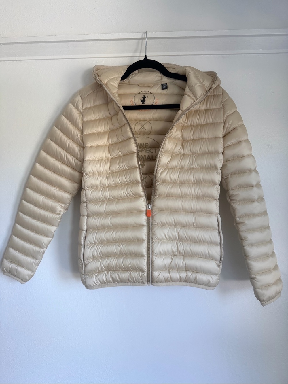 SAVE THE DUCK Women's Cream Lightweight Puffer Jacket